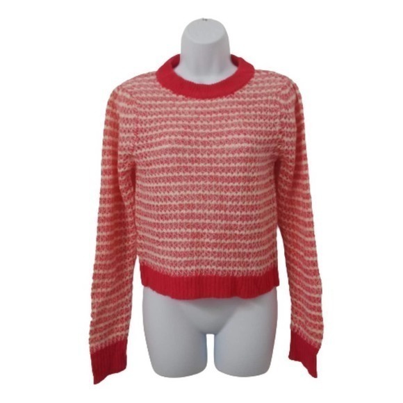 Wayf Open Knit Sweater NWT Small Pink and White Small - Picture 2 of 6